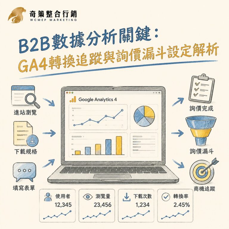 B2B數據分析關鍵：GA4轉換追蹤與詢價漏斗設定解析